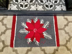 Jellybean Rug Poinsettias On Gray -Chirst Seasonal Home Store JBLKWN001 4 56157.1691696682