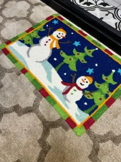 Jellybean Rug Dancing Christmas Trees And Snowmen Doormat -Chirst Seasonal Home Store JBLVHT016 5 75219.1696859153