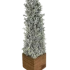 Topiary Snowy Boxwood Cone In Square Planter 24"