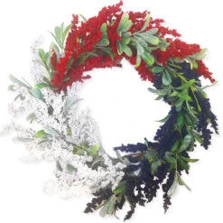 Patriotic Astilbe Wreath Red White Blue 24"