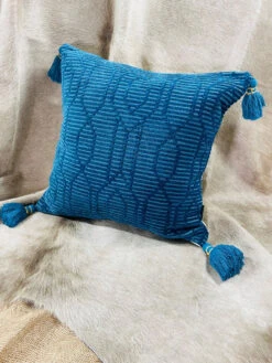 MasterWeave Toss Pillow Woven Geometric Teal Blue Chenille 19" Square -Chirst Seasonal Home Store RO21MS96MW Lifestyle 1 91281.1677687895