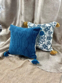 MasterWeave Toss Pillow Woven Geometric Teal Blue Chenille 19" Square -Chirst Seasonal Home Store RO21MS96MW Lifestyle 2 05324.1677687895