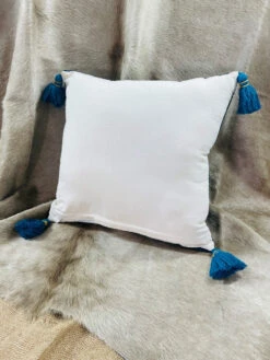 MasterWeave Toss Pillow Woven Geometric Teal Blue Chenille 19" Square -Chirst Seasonal Home Store RO21MS96MW Lifestyle Back 32650.1677687897