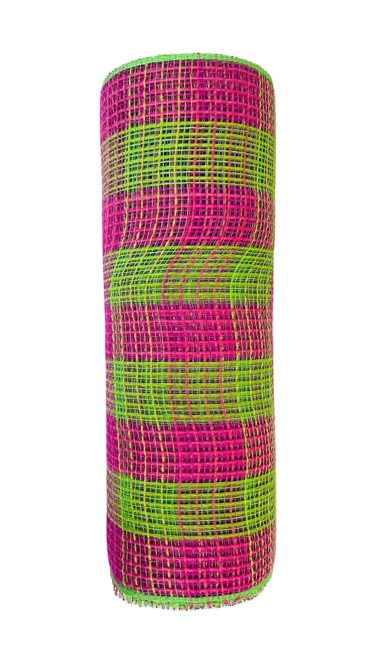 Ribbon Check Fabric Mesh Hot Pink Fresh Green 10.5" X 10Yd 1 Ribbon Check Fabric Mesh Hot Pink Fresh Green 10.5" X 10Yd