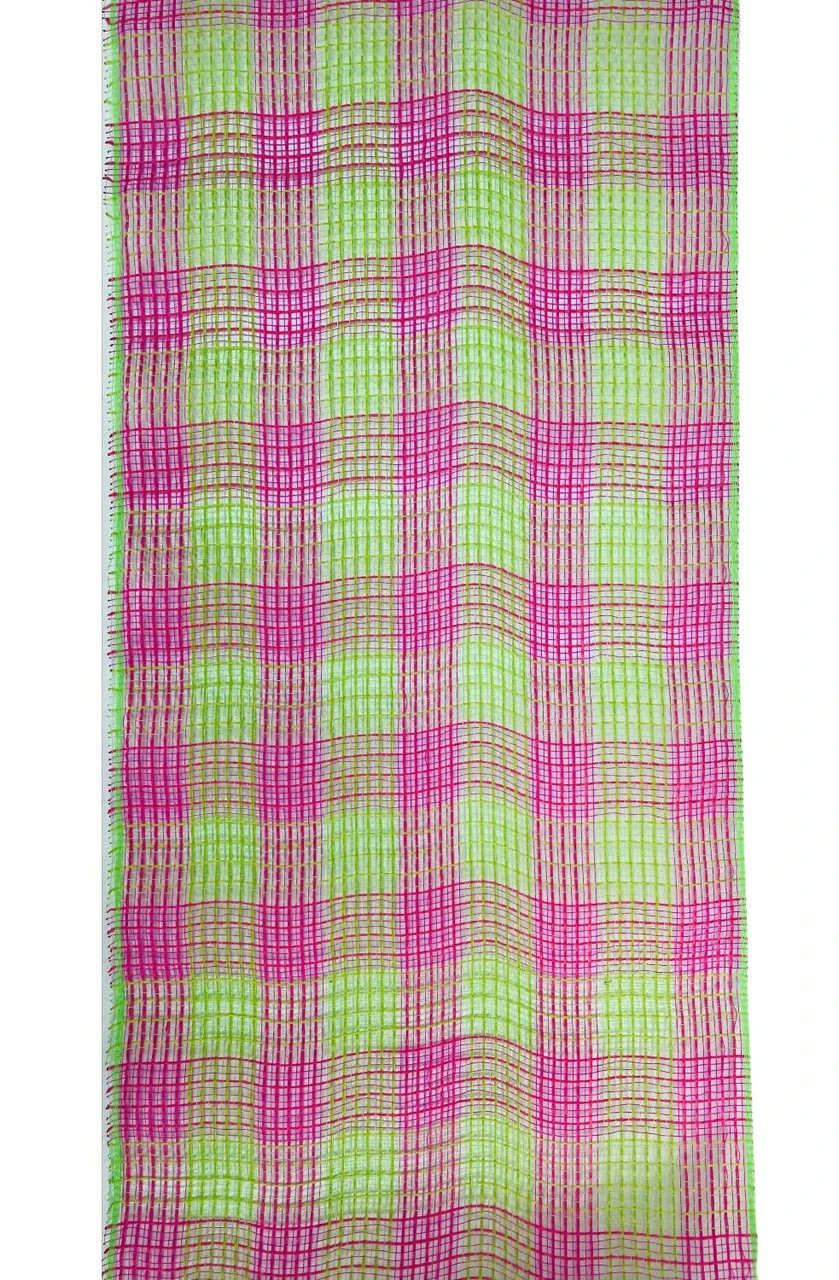 Ribbon Check Fabric Mesh Hot Pink Fresh Green 10.5" X 10Yd 2 Ribbon Check Fabric Mesh Hot Pink Fresh Green 10.5" X 10Yd - Image 2