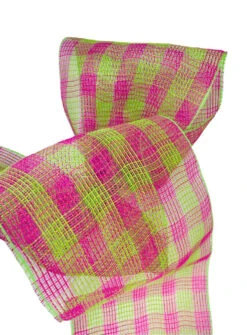 Ribbon Check Fabric Mesh Hot Pink Fresh Green 10.5" X 10Yd 6 Ribbon Check Fabric Mesh Hot Pink Fresh Green 10.5" X 10Yd -Chirst Seasonal Home Store RY8320B2 3 61987.1613754978